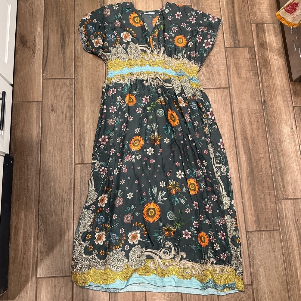 Johnny Was Floral Silk Dress